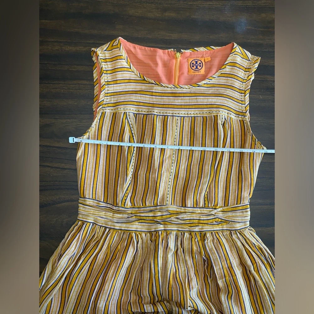 Tory Burch Striped Fit & Flare Midi Dress Short Sleeve Size 6